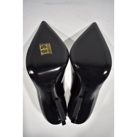 Saint Laurent Opyum 110 Black Patent Leather YSL Logo Pointed Toe Heel Pump 35.5 - Picture 12 of 12
